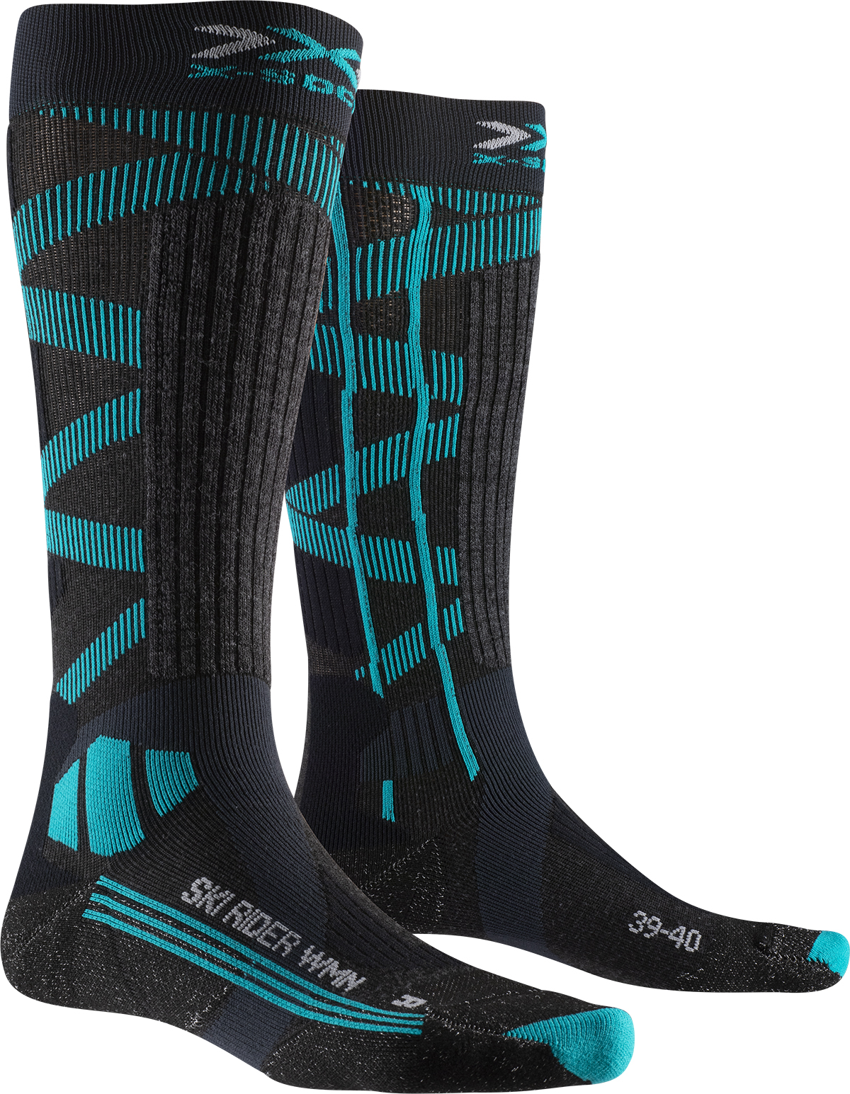 Термоноски женские X-Socks Ski Rider Silver 4.0 Dark Grey Melange/Water Green