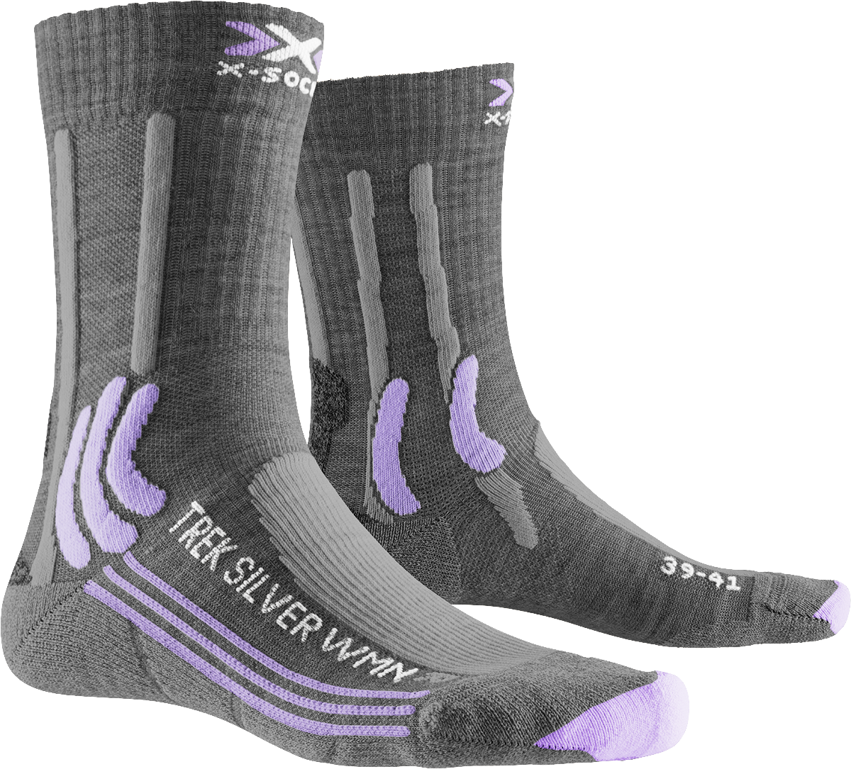 Термоноски женские X-Socks Trek Silver  Grey Melange/Bright Lavender