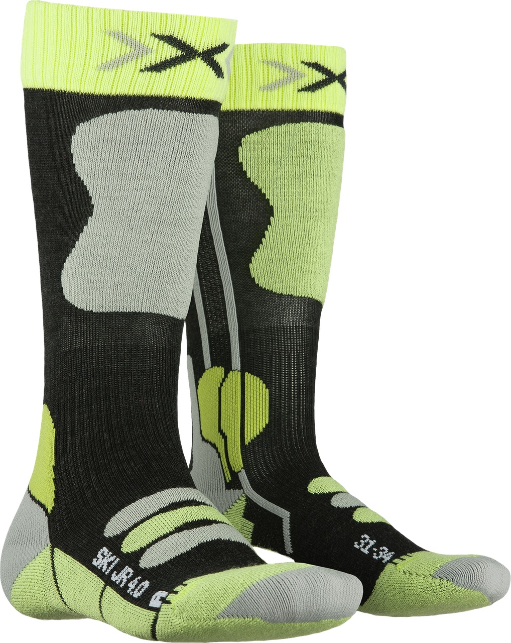 Термоноски для бега подростковые X-Socks Ski JR 4.0 Anthracite Melange/Green Lime
