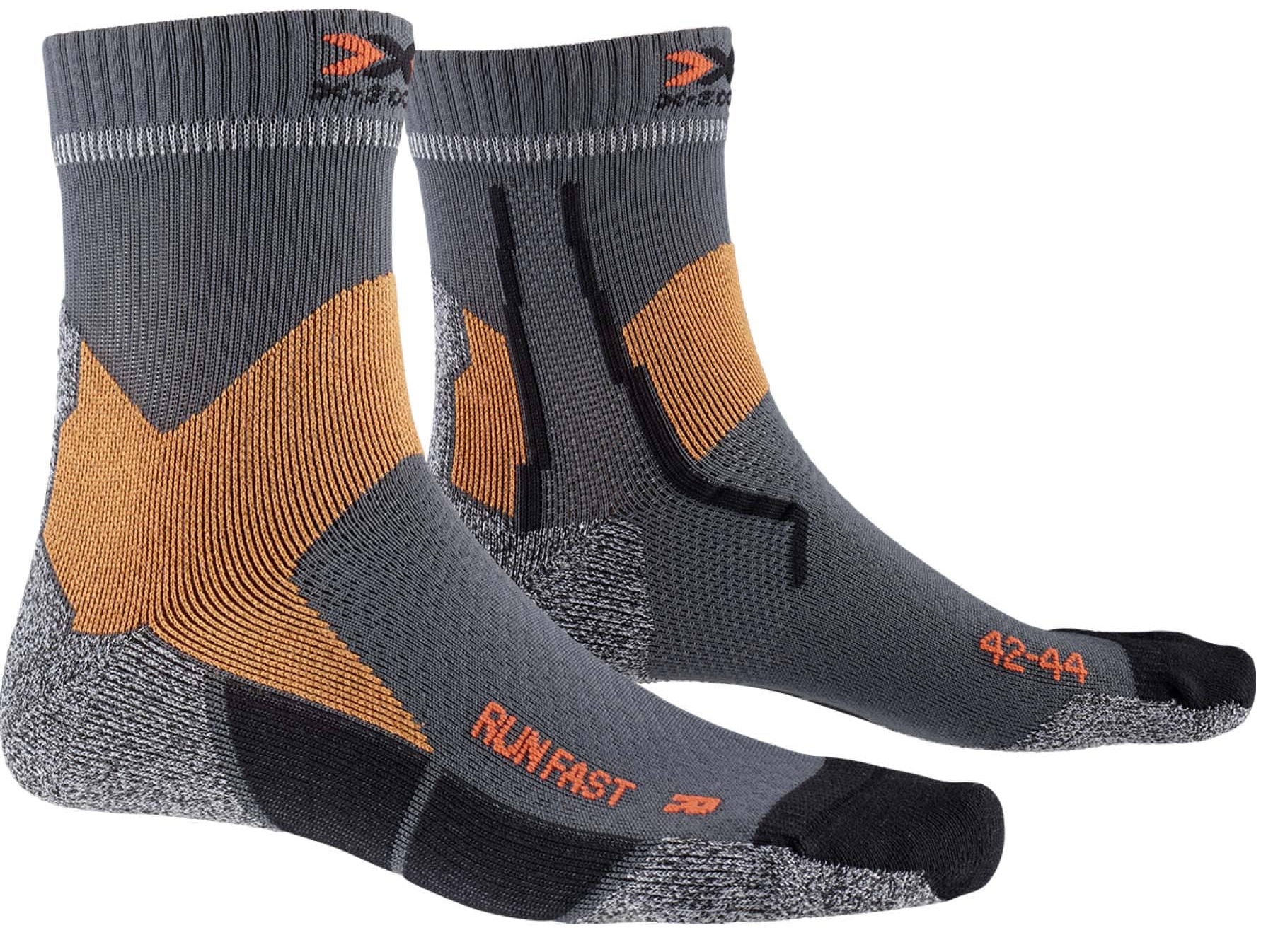 Термоноски для бега X-Socks Run Fast Pearl Grey / Sunset Orange