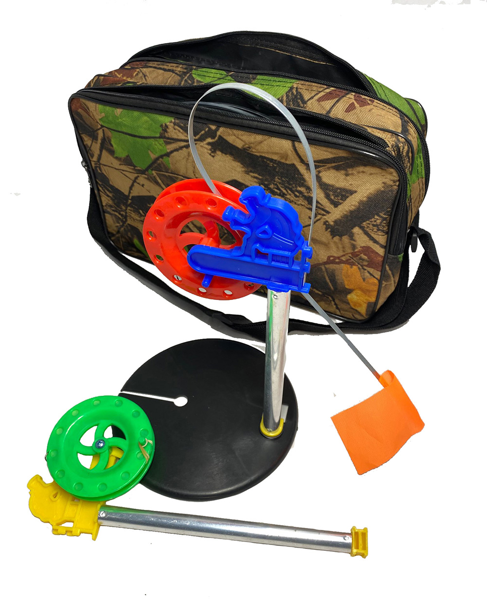 Набор оснащенных жерлиц в сумке 10 шт алюминий лес