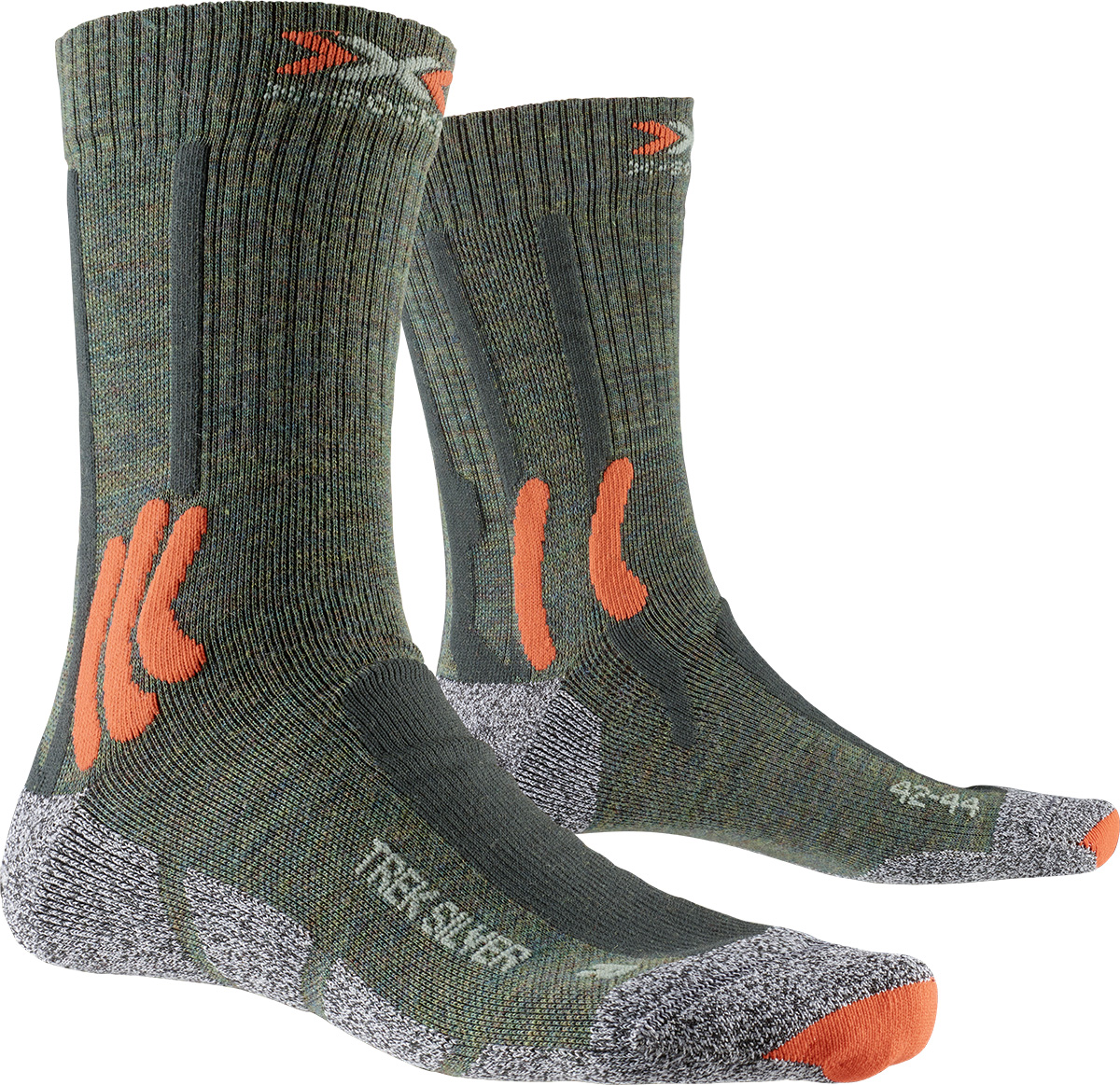 Термоноски X-Socks Trek Silver Olive Melange/X-Orange/Grey Melange