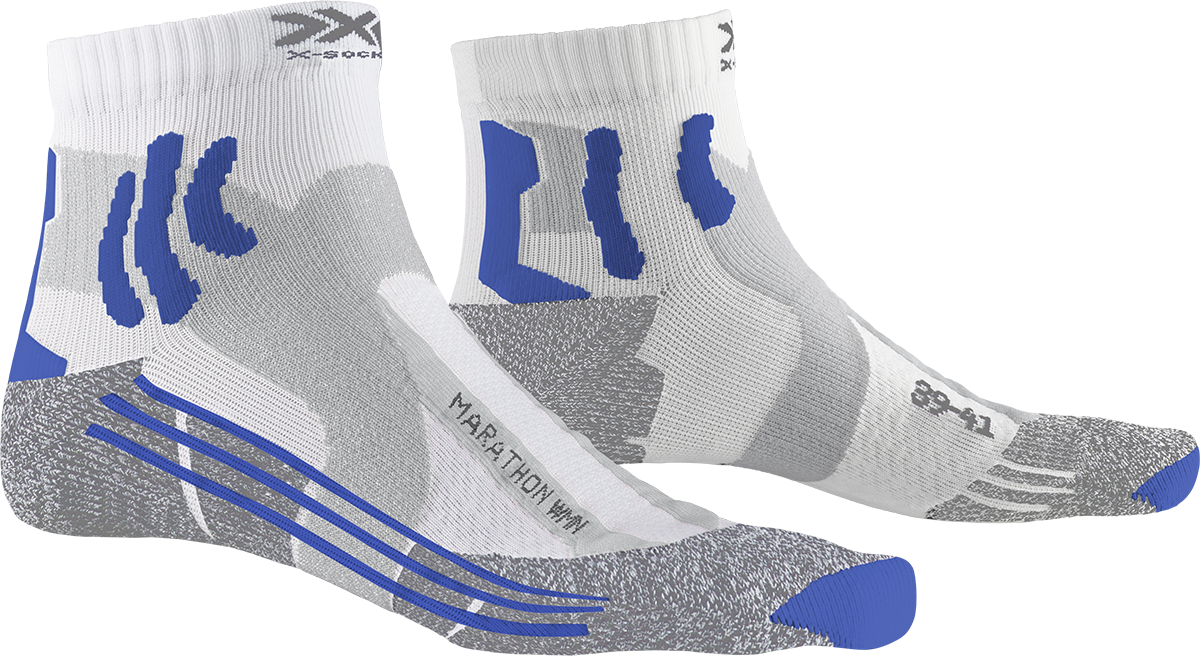 Термоноски для бега женские X-Socks Marathon White/Twyce Blue/Grey Melange