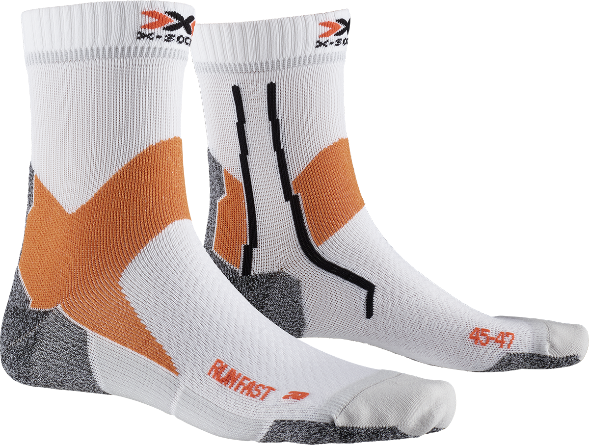 Термоноски для бега X-Socks Run Fast Arctic White / Sunset Orange