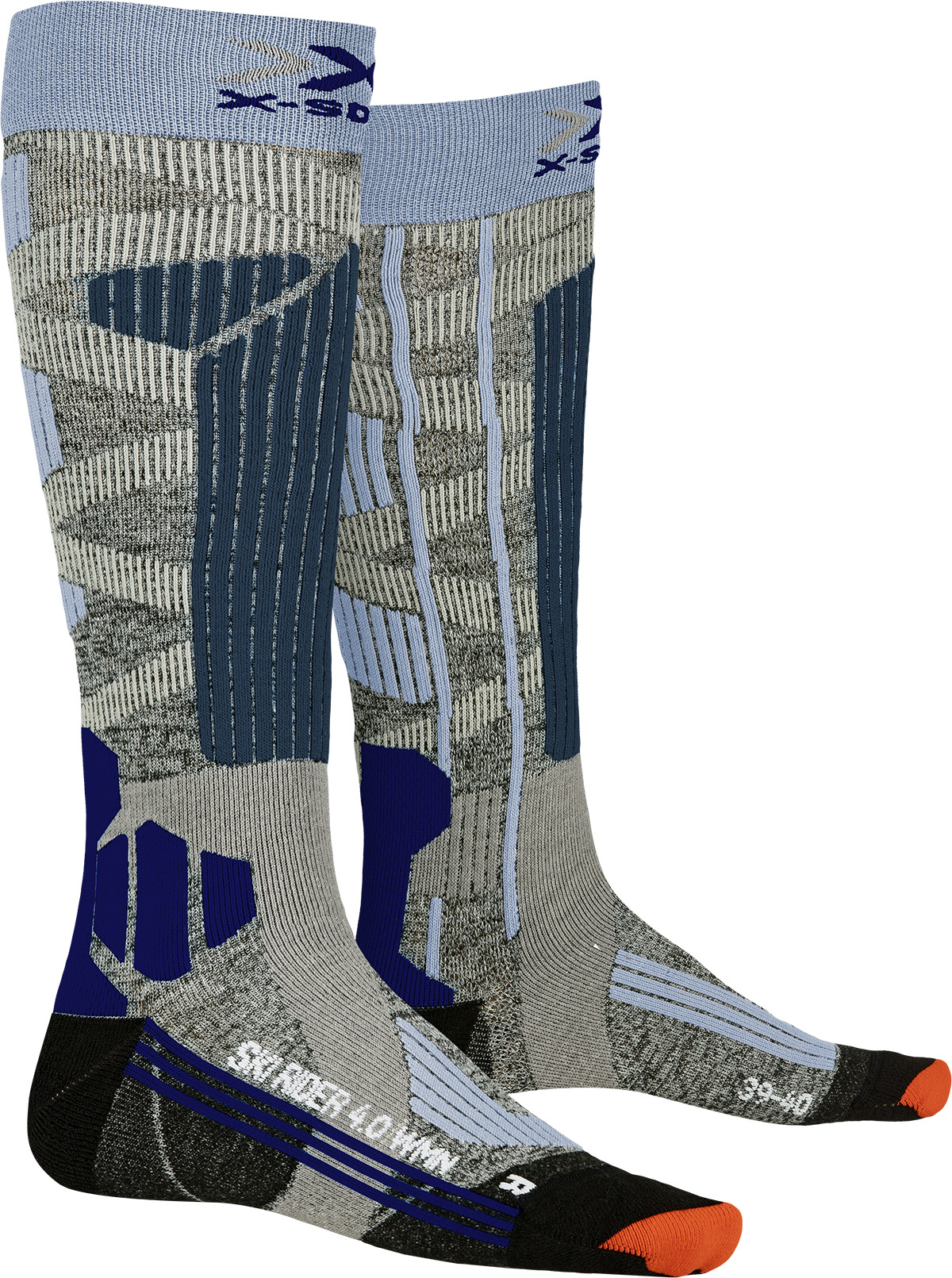 Термоноски женские X-Socks Ski Rider 4.0 Stone Grey Melange/Mineral Blue