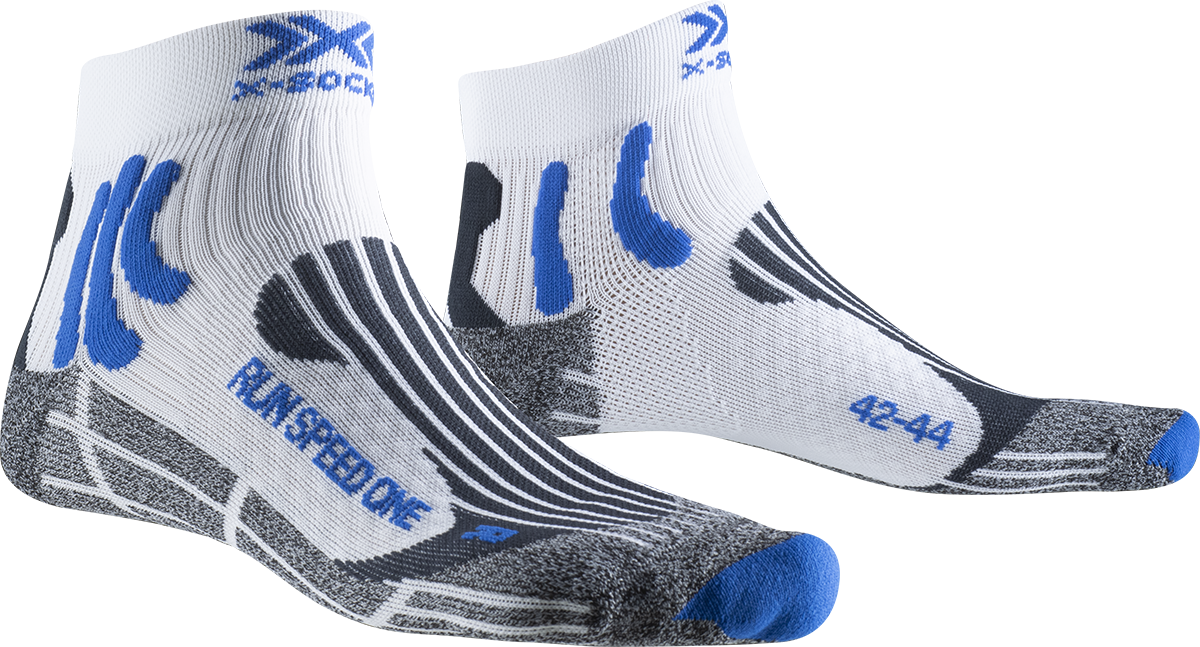 Термоноски для бега X-Socks Run Speed One White/Twyce Blue/Grey Melange