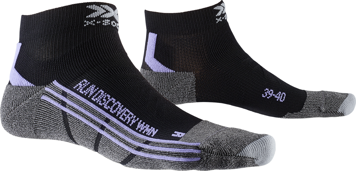 Носки для бега женские X-Socks Run Discovery Black/Stone Grey Melange