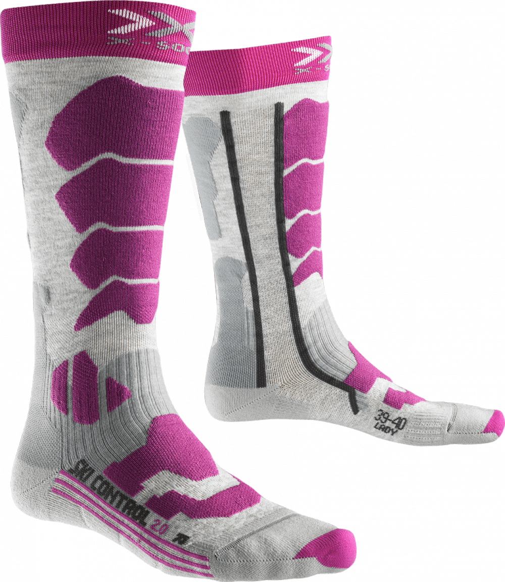 Носки женские X-Socks Ski Control 2.0 Light Grey Melange/Violet