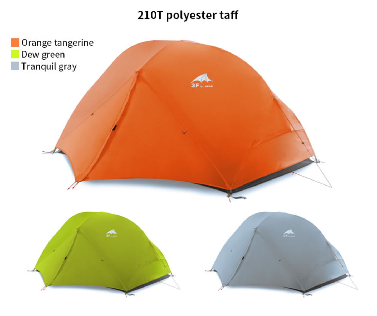 Палатка туристическая 2 местная двухслойная водонепроницаемая 3f Ul Gear 210T, всесезонная оранжевая