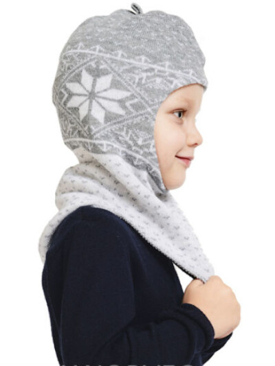 Детский шлем-балаклава Jaquard Wool Norveg серый