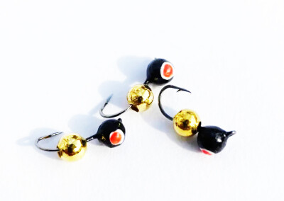 Мормышка D-4 Дробь Черн, Красн + Шар Золото 0,70гр (3 шт)