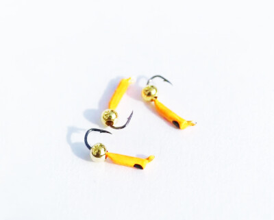 Мормышка D-1,5 Ст-к Оранж, Черн + Шар Золото D-3мм 0,25гр (3шт)