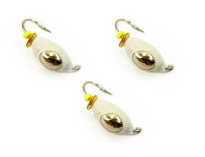 Мормышки вольфрамовые, бел. нимфа с серебрян. коронкой - d 4 мм, вес 0.9 гр 3шт