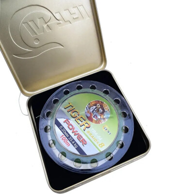 Шнур для рыбалки элитный Tiger 8 жил метал. коробка 0.20 мм 33.4 кг