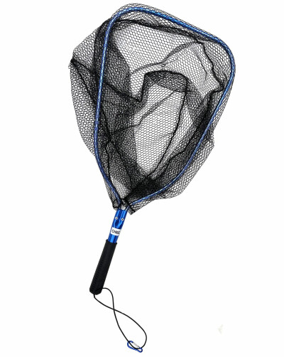 Подсак для рыбалки ручной, мобильный, не плавающий, прорезиненный, размер головы 33х45см, длина 74 см, синий
