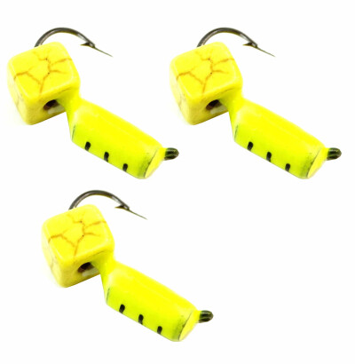 Мормышки для зимней рыбалки, столбик лимонный с "Сырным" кубиком 3мм 1.1гр. 3 шт.