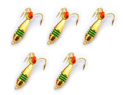 Мормышки чертики 5 шт. 1.6 гр гальваника золото