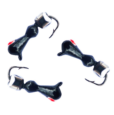 Мормышка вольфрамовая D-3 Муравей Черн, Красный + Куб Гематит Серебро 3*3мм 0,85гр (3 шт)