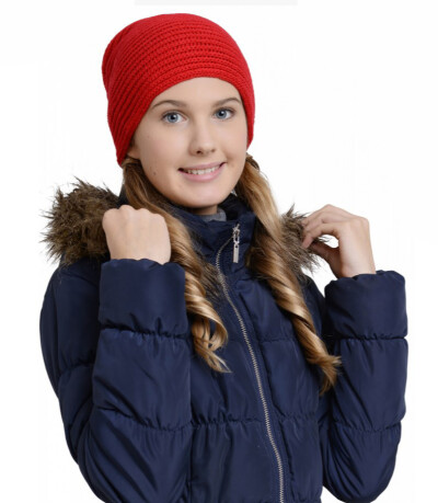 Шапка Norveg c поперечной резинкой для женщин и девушек красный