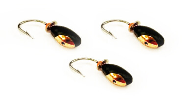 Мормышки вольфрамовые, овсинка с медн. коронкой - d 3 мм, вес 0.6 гр 3шт