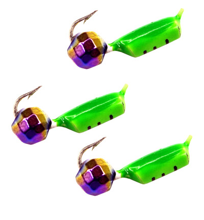 Мормышки зимние Столбик с шариком Хамелеон зеленый 0,8 гр. 3 шт