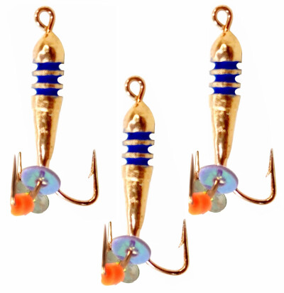 Мормышки для зимней рыбалки, Чертик с рисками (гальваника медь) 2.5мм 0.5гр. 3 шт.