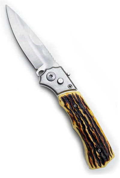 Нож выкидной Имитация жженого дерева