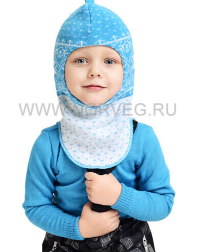 Детский шлем-балаклава Jaquard Wool Norveg синий
