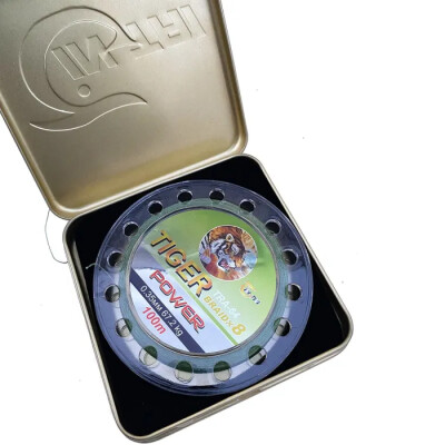 Шнур для рыбалки элитный Tiger 8 жил метал. коробка 0.35 мм 67.2 кг