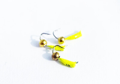 Мормышка D 1,5 Ст-к Лайм, Черн + Шар Золото D 3мм 0,3гр (3 шт)