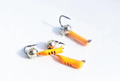 Мормышка D-1,5 Ст-к Оранж, Черн Полос + Шар Серебро D-3мм 0,25гр (3 шт)