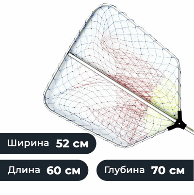 Подсак для рыбалки квадратный, алюминиевый леска, диаметр 52 см / подсак рыболовный, раздвижной