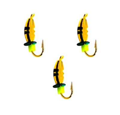 Мормышки вольфрамовые Нимфа с рисками золото 0,3 гр 3 шт