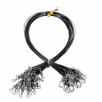 Поводки для рыбалки оснащенные стальные 20 шт 12 кг чёрный