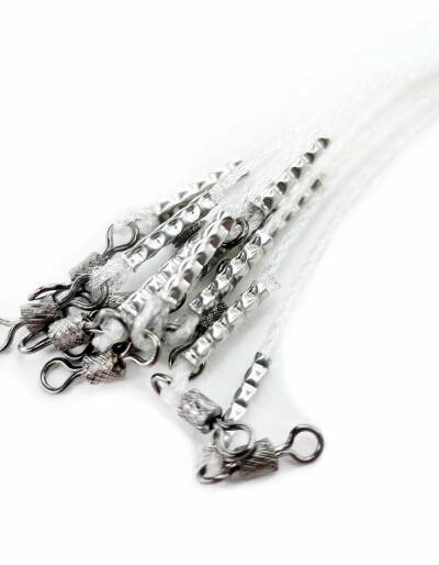 Поводок плетёный флюорокарбон 10 см 10 шт нагрузка 15 кг / Поводок жерличный многожильный