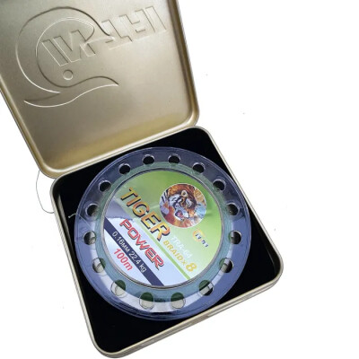 Шнур для рыбалки элитный Tiger 8 жил метал. коробка 0.16 мм 22.4 кг